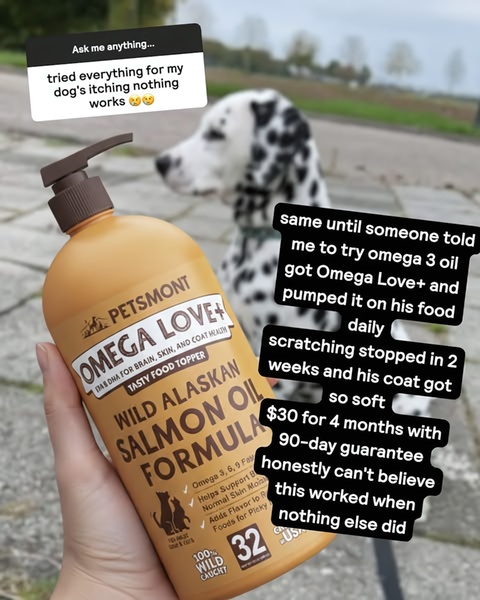 A testimonial-based ad creative featuring a product shot held by a hand against a blurred background, using text overlays to address customer pain points.